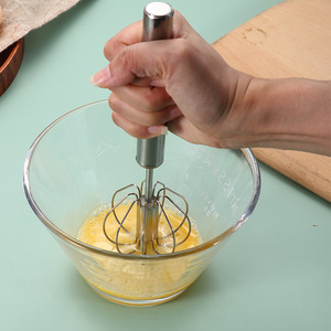 Batidor de Acero Inoxidable Semiautomático, Mezclador Rotatorio Manual, Herramienta de Cocina para Repostería, Batidor de Huevos - Product Image 2
