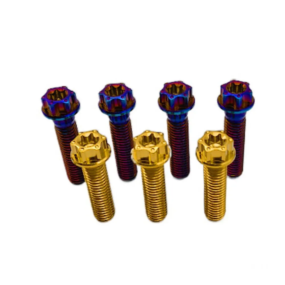 Factory price titanium screws M10 titanium bolt GR5 colorful titanium flange bolts with Customized logo