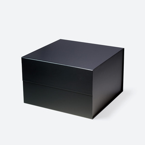 Cajas de Regalo Plegables de Cartón Rígido de Lujo Personalizadas de 28 cm, Cuadradas Medianas, Negras Profundas - Product Image 1