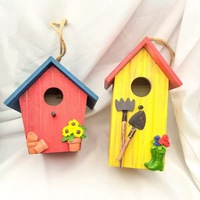 Ornements suspendus artisanaux en bois, Nids d'oiseaux en bois massif pour jardin, Décorations suspendues pour fêtes, Maisons pour oiseaux, Nids d'oiseaux