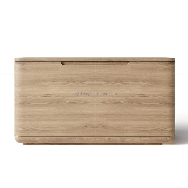 Sageliving Modern Solid Oak Wood 2-Door TV Stand Lift-Enabled Media Console Home Wooden Entertainment Center for Living Room