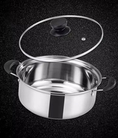 Batterie de Cuisine Noire 10 Pièces en Acier Inoxydable, Pots et Casseroles Multi-Fonctions avec Couvercles en Verre, Marmites à Soupe