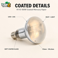 LuckyHerp JX-SL160R115C0 Lampe à vapeur de mercure auto-alimentée 160W UVB/UVA en verre écologique classique pour reptiles d'intérieur