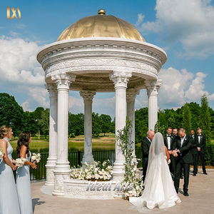 Pavillon en marbre de style européen avec dôme en bronze et colonnes pour le paysage extérieur du parc - Product Image 4
