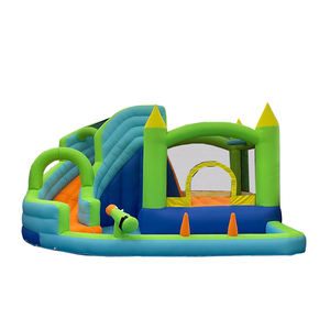 Château gonflable aquatique avec toboggan et piscine, idéal pour les jeux d'enfants à la maison – Nouveauté très prisée - Product Image 6