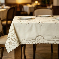 Nappe Moderne en Coton Brodé à Motifs Floraux, Jetable, Anti-Huile et Imperméable pour Hôtels, Maisons, Fêtes, Mariages et Utilisation Extérieure
