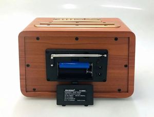 Radio rétro vintage en bois RAISENG R-1969BT avec cadran rotatif, basses puissantes, FM AM SW, Espresso - Product Image 5