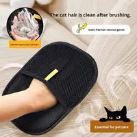 Nouveauté : Gants électrostatiques améliorés à cinq doigts en nylon pour l'élimination des poils d'animaux, avec brosse bidirectionnelle pour le toilettage réutilisable des animaux