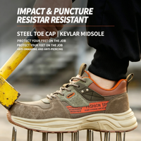 Chaussures de sécurité pour hommes et femmes, élégantes, résistantes aux chocs, anti-perforation, embout en plastique, dessus en peau de porc, légères, été