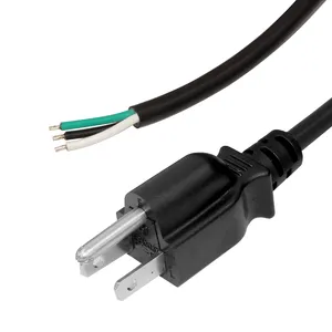 Açık tel güç kablosu 183 soyulmuş abd 3 Prong 14Awg uzatma kablosu 5Ft 3X18 Awg abd End