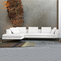 Modernes L-förmiges Ledersofa mit Schlanken Metallbeinen, Hochdichter Schaumstoff-Polyester-Polsterung Wohnzimmermöbel