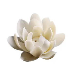 Exquisite white handmade ceramic portable Lotus incense stick holder Zen Meditation Aromatherapy Incense burner Ash Catcher gift