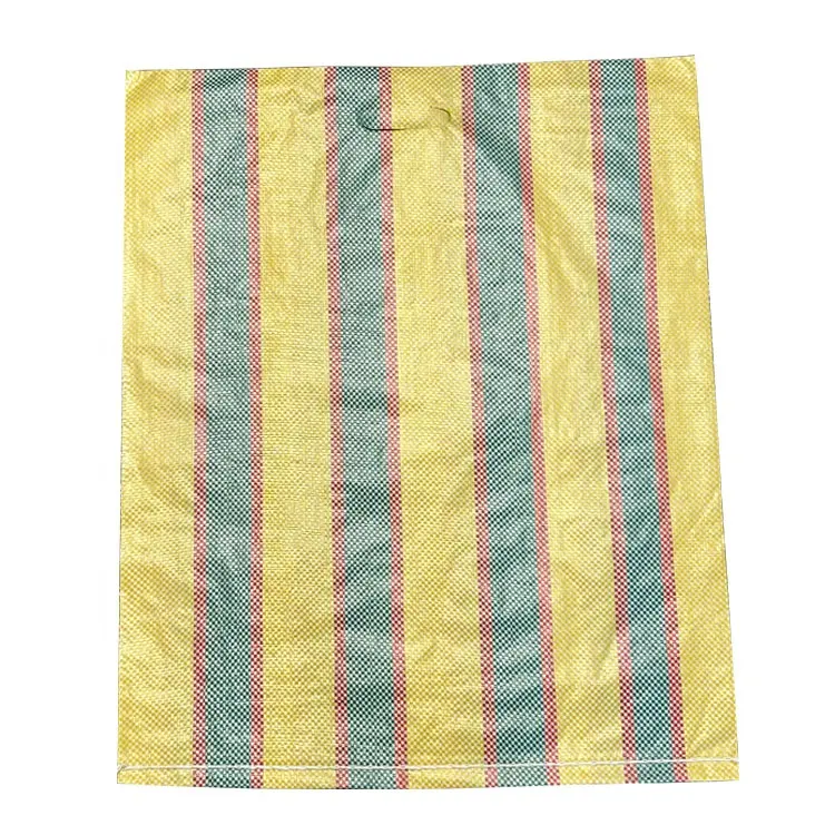 PP tas pasar kecil plastik anyam Strip tas belanja warna untuk Ghana, feminania, cong, Togo pasar Afrika dengan pegangan