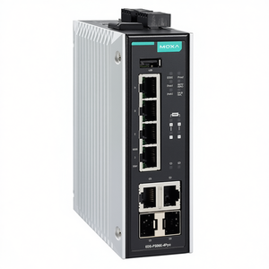 Commutateur géré Moxa EDS-P506E-4PoE-2GTXSFP-T, 6 ports, 4 PoE, 2 Gigabit SFP, montage sur rail DIN industriel - Product Image 2