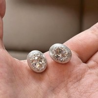 Boucles d'oreilles ovales en argent 925, style vintage, motif œuf de pigeon, zircon étincelant, rétro-élégantes, haut de gamme, accessoires d'oreille pour femme