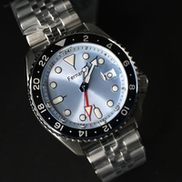 Montre de plongée mécanique automatique pour homme, cadran bleu glacé, lunette rotative, fenêtre de date, bracelet en acier inoxydable Jubilee, montre de sport