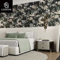Lit de luxe italien, dernier design, tissu en velours, grande tête de lit, lit super king size