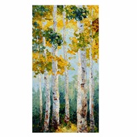 Peinture à l'huile personnalisée peinte à la main Forêt de bouleaux Automne Art mural Toile Texture Impasto Décoration intérieure Salon Chambre