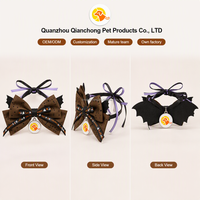 Vêtements personnalisés pour animaux de compagnie, costume d'Halloween pour chien et chat, ensemble collier à nœud papillon et nœud pour cheveux en forme d'aile de chauve-souris, tenue de cosplay pour chiot et chaton, vente en gros OEM