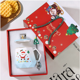 Taza <span class=keywords><strong>de</strong></span> <span class=keywords><strong>cerámica</strong></span> <span class=keywords><strong>de</strong></span> Navidad con tapa Diseño lindo <span class=keywords><strong>de</strong></span> Papá Noel Regalo festivo Taza <span class=keywords><strong>de</strong></span> té <span class=keywords><strong>de</strong></span> café en caja para regalo <span class=keywords><strong>de</strong></span> Navidad Decoración - Product Image 2