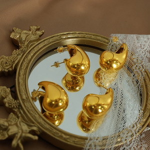 ต่างหูทรงหยดน้ำสีทอง โลหะผสมสังกะสี EH46 เครื่องประดับแฟชั่นสำหรับใส่ทุกวัน - Product Image 1