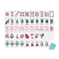 Juego de Mahjong Americano de Acrílico con Patrón de Hojas Verdes Leti, Empaque de Consulta, Set de Regalo para el Hogar, Fichas para Mezclar a Mano, Alta Calidad