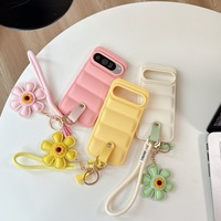 Étui de téléphone en duvet de couleur unie avec cordon pour Google Pixel 10 9 /8/7Pro, étui de protection souple à fleurs pour Google Pixel 5A 6A 4A 5G