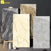 Dalles de sol en marbre gris brillant pleine masse 750x1500mm, carreaux de céramique en porcelaine émaillée polie de grande taille de qualité supérieure