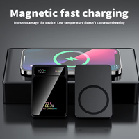 Batterie externe magnétique sans fil 10000mAh 15W avec charge rapide PD 20W, écran LED et support pliable portable