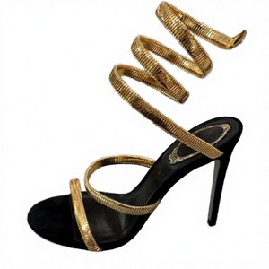 Chaussures à talons hauts de créateur dorées 2026 – Été, extérieur, respirantes, à lacets, bout ouvert, talons hauts sexy, pour soirée, grandes tailles - Product Image 4