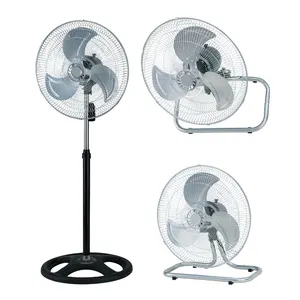 18-Inch 3-in-1 3-Speed Oscillating Electric Industrial Standing Fan Adjustable Height Wall Floor Fans Air Cooling Made Metal