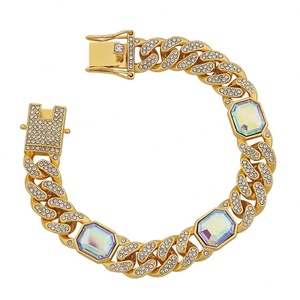 Cadena Cubana Hip Hop Completamente Adornada con Piedras de Imitación, 13MM, Oro/Plata, Estilo Miami, Pulsera Cubana para Hombre - Product Image 5