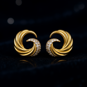 Orecchini a Perno Dorati E3336 con Cristalli e Strass, Lussuosi per Uso Quotidiano Femminile - Product Image 2