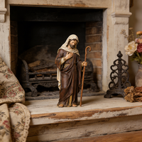 Statue religieuse de Jésus Pasteur en résine, figurine chrétienne avec bâton pour l'église, cadeau sacré catholique pour la décoration de Noël et de Pâques