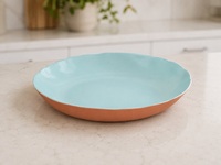 Assiette ronde bleu bronze 23,1 cm, en grès Zisha émaillé, assiette de service en céramique mate