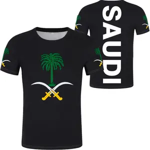 男性用シャツSAUDIARABIAフラッグカスタマイズロゴスポーツウェアサマートップス着用2022レジャープリントメンズTシャツ