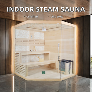 Nueva llegada diseño moderno Sunlighten al aire libre infrarrojo Sauna habitación 6KW <span class=keywords><strong>Hemlock</strong></span> sólido infrarrojo lejano Villas fábrica Dropshipping - Product Image 6