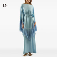 Vente en gros de vêtements haut de gamme personnalisés Odm/oem Premium Factory Col en O Cravate Tassel Ensemble bohème deux pièces Robe caftan pour femmes