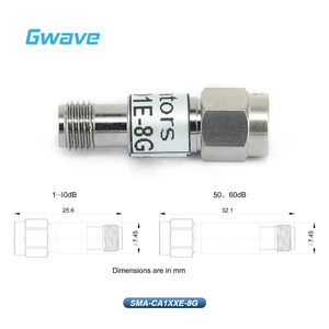<span class=keywords><strong>Attenuator</strong></span> <span class=keywords><strong>RF</strong></span> Microwave SMA Male ke SMA Female, Bodi Berlapis Tri-Metal Kuningan dengan Atenuasi 40dB, Rentang DC-8GHz - Product Image 3