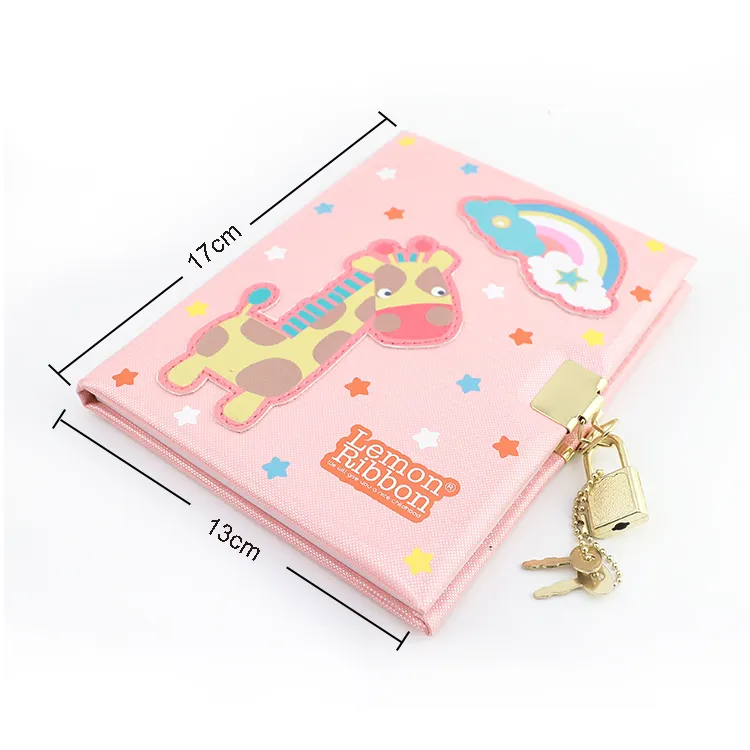 Notebook With Lock Customized Pink PU Leather Cover Lined Notebook For Writing And Drawing Kids Travel Journal Girls Secret Diary With Lock