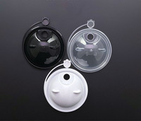 Tapa de Plástico Transparente Desechable de PET/PP de 90 mm de Calibre Personalizada con Forma de Oso Panda y Cierre de Rosca para Bebidas
