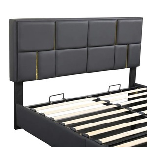 Lits de rangement rembourrés King Size Double Queen Modern Leather Metal Bed Fame avec élévateur à gaz et tête de lit Meubles de chambre à coucher - Product Image 3