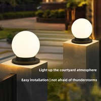 Nouvelle Lampe Solaire Extérieure en Plastique Étanche en Forme de Colonne, Lampe Sphérique Lune pour Cours, Jardins, Villas, Clôtures et Poteaux de Portail