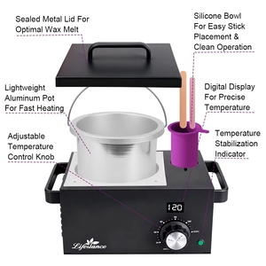 Chauffe-cire professionnel Lifestance double cuve 500cc en métal, électronique multi-tension pour l'épilation des mains, des pieds et du corps en salons/spas - Product Image 5