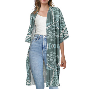MOQ1 Women's Clothes Casual Shirt Tie Coat Polynesian Tribal Style Samoan Traditional Women's Dress Open Loose <strong>Beach</strong> <strong>Kimono</strong> Robe - Product Image 3