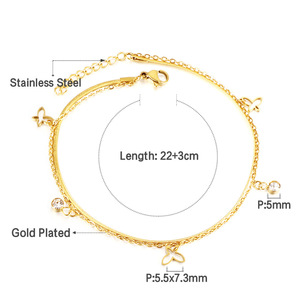 Fashion <b>Anklets</b> For Women 18k <b>Gold</b> Plated Stainless Steel Double Layer Butterfly Geometric Party Foot Ornaments - Product Image 5