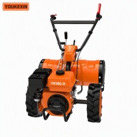 Arado de rotación inversa de gasolina 4x4 con dientes traseros para huertos de verduras, 7HP, venta al por mayor directa de fábrica, elevación hidráulica opcional
