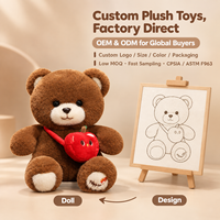 Ours en peluche personnalisé mignon, jouets en peluche, rembourrage en coton PP, dessin animé, sac à dos en forme de pomme, ours en peluche pour anniversaire d'enfant