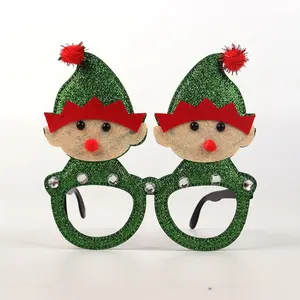 Buon natale occhiali montature Costume natalizio occhiali da vista senza lenti per bambini natale elfo occhiali per feste forniture