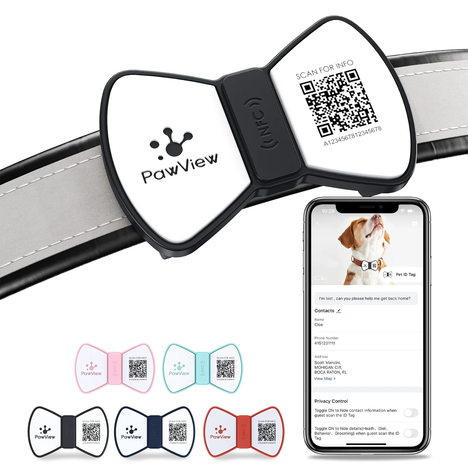Pawview Slide Series QR Code Pets   Dogs   Cats ID Tag  Personalized Pet Tag Stores Multiple Information with APP